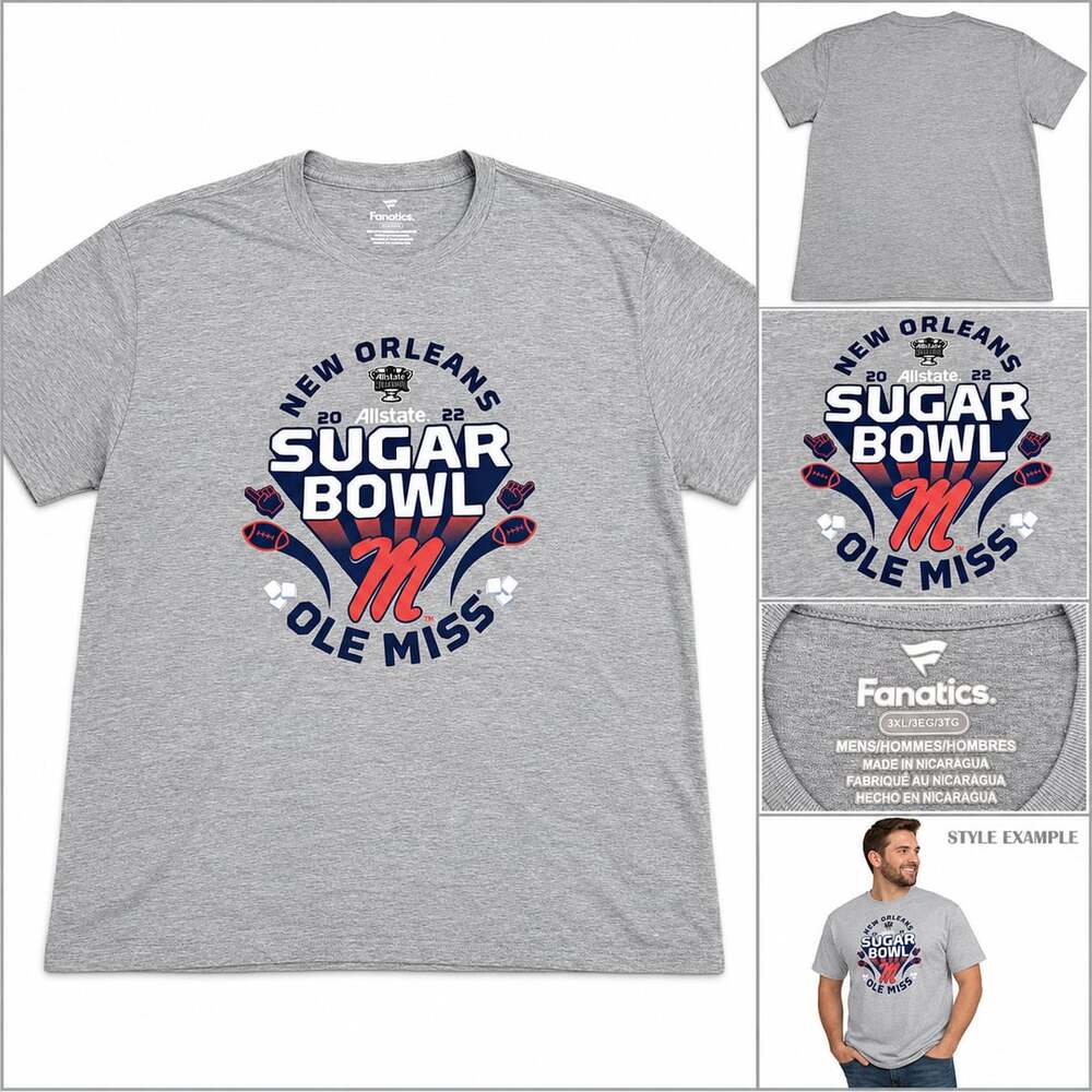 Fanatics Ole Miss Rebels 2022 Sugar Bowl T-Shirt Gray Men’s 3XL